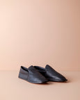leather house shoes for men [black]